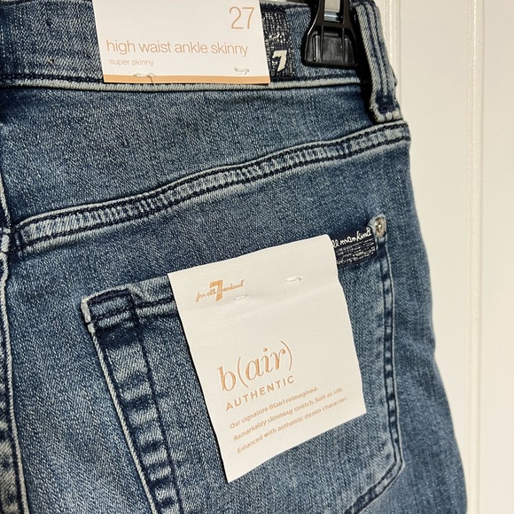 NWT 7 FOR ALL MANKIND B(air) High-waist Ankle Skinny Jeans 27 Glitter - Picture 13 of 13